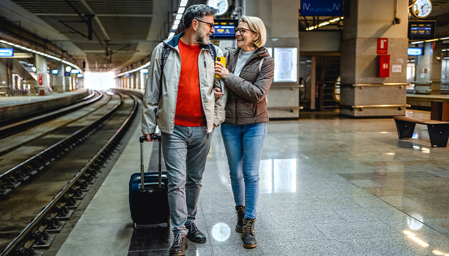 Couple at a Train Station